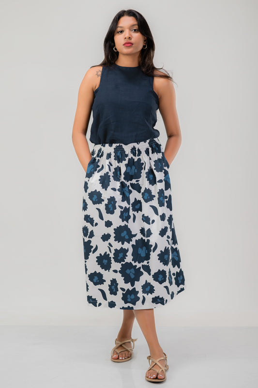 Bottom Blue Midi Skirt