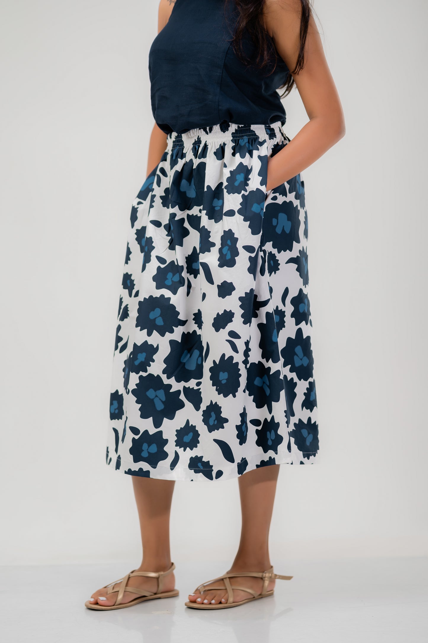Bottom Blue Midi Skirt