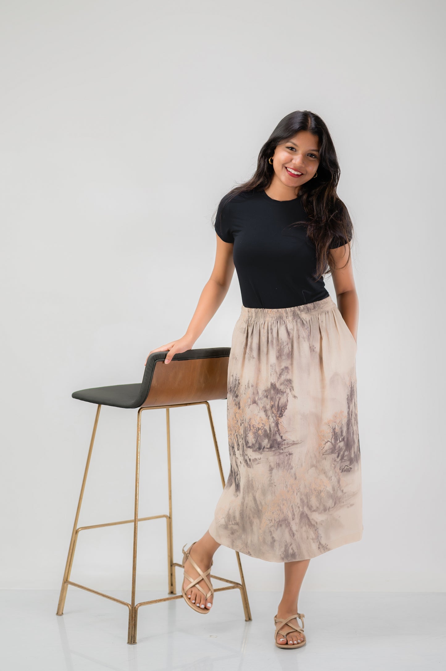 Forest Spring Midi Skirt